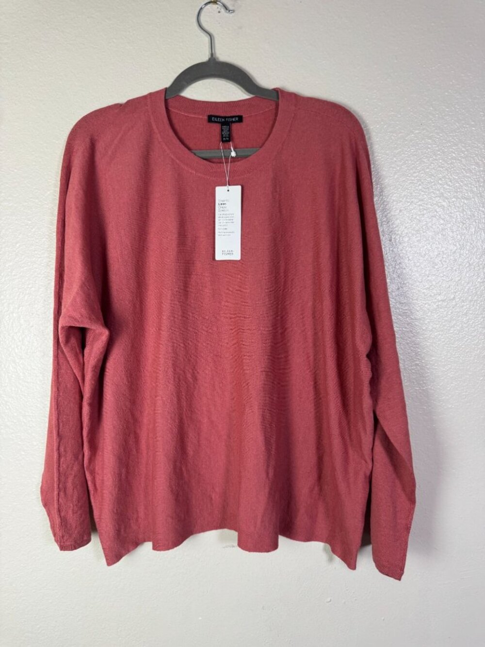 NEW Eileen Fisher Womens Organic Linen Blend Long Sleeve Top XL Rose Pink Lagenl - Picture 12 of 13